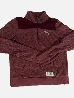 PINK Victoria’s Secret Pullover Womens Medium Quarter Zip Burgundy